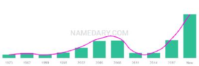 The popularity and usage trend of the name Niven Over Time